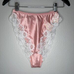 NWT Vintage Victoria’s Secret Gold Label High Cut Satin Lace Sissy Tap Panty